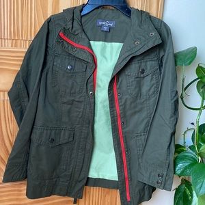 Eddie Bauer water resistant hooded green jacket size 7-8y
